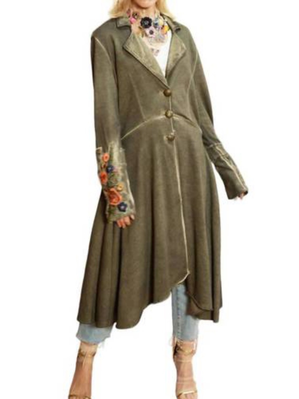 Aratta The Heart Of Autumn French Terry Coat Duster in Vintage Ash Size Medium